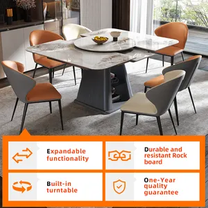 Tavolo da pranzo multifunzionale moderno in pietra sinterizzata per la sala da pranzo a casa Base in legno di lusso tavolo da pranzo per 8 12 sedie Set