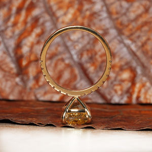 3.5 Ct <b>Cushion</b> Cut Fancy Yellow Lab Grown Diamond Half Eternity Set Engagement Ring 14K Rose Gold IGI Certified VS Clarity - Product Image 5