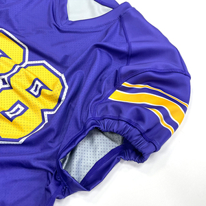 Maillot de football américain violet de qualité supérieure, séchage rapide, uniforme d'équipe, numéro personnalisé, vêtements de sport, col en V, manches courtes pour l'entraînement - Product Image 4