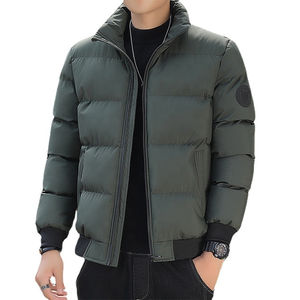 Veste d'hiver matelassée en coton à col montant de style coréen pour homme, couleur unie, coupe slim, manteaux chauds d'hiver - Product Image 3