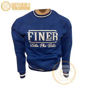 Sudadera de Invierno Personalizada al por Mayor, Bordada, Lisa, de Cuello Redondo, Corte Regular, para Mujer, de la Hermandad Zeta Phi Beta, Prenda de Algodón - Product Image 1