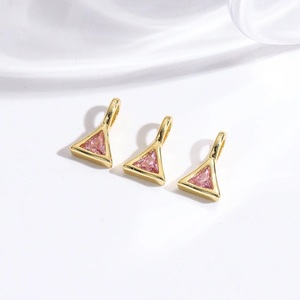 Triangle Rose Quartz Gemstone Tiny Charm Pendant - 6 MM Handmade Charms Jewelry - Product Image 1