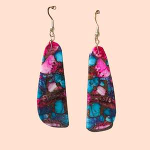 Pendientes colgantes de plata de ley Navajo y Rosa Dream Mojave Slab, Pendientes colgantes, regalo de piedra natal para mujer a precio de fábrica - Product Image 3