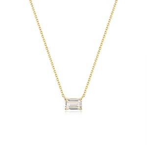Collar Moderno East West Emerald con Diamante Cultivado en Laboratorio de 1.00 Ct D-F VVS1-VS2 en Oro Amarillo de 14K y 18K para Ocasiones Festivas - Product Image 1