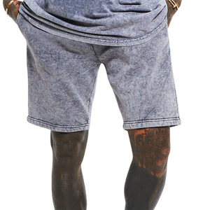 Short respirant délavé à l'acide avec logo personnalisé pour hommes, dernier modèle, short lourd à cordon avec ceinture pour hommes - Product Image 3