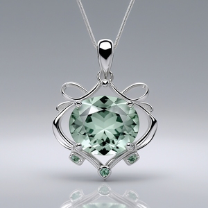 สร้อยคอจี้แซฟไฟร์สีขาวสีทองสีเขียวแบบกำหนดเองเครื่องประดับที่ดีศิลปะที่มีเอกลักษณ์การออกแบบลายเถาไหลแบบนามธรรม - Product Image 1