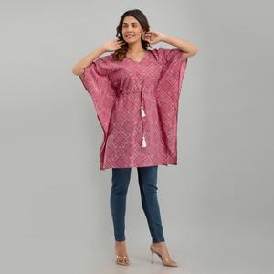 Vestido Kaftan de Seda Banarasi Morado con Estampado Bandhani Hecho a Mano, Material Georgette, Estilo Pakistaní, Modelo Lehenga Suave (SHKUP1234) - Product Image 3