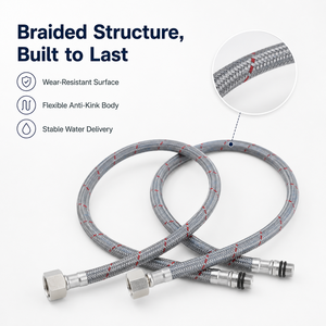 Raccord flexible en gros pour robinet, tuyau tressé 304 avec double verrouillage pour évier de cuisine et robinet de salle de bain, en vrac - Product Image 1