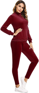 Wholesale <b>Women's</b> Winter Casual Solid Hooded Tracksuit Set with Sweatpants Jogger <b>Pants</b> 100% Cotton Customizable OEM Service - Product Image 5