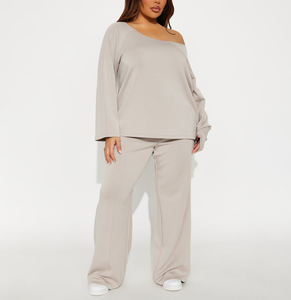 Pantalon de jogging molletonné 360 GSM pour femme, coupe droite large, taille élastique, respirant, décontracté, avec logo personnalisé - Product Image 1