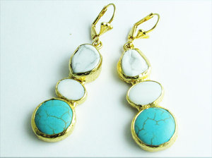 Pendientes de piedras preciosas de árbol moderno dorado de nueva moda joyería geométrica hecha a mano - Product Image 4