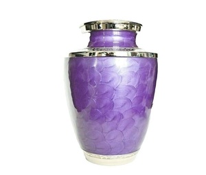 Urna Funeraria de Latón para Cenizas de Adultos, Color Lavanda con Borde Plateado, Urnas de Aluminio para Cenizas Humanas - Product Image 3