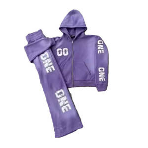 Conjunto de Sudadera con capucha de forro polar de algodón 100% para hombre, chándal con serigrafía y logotipo personalizado transpirable a prueba de viento para Otoño e Invierno - Product Image 5