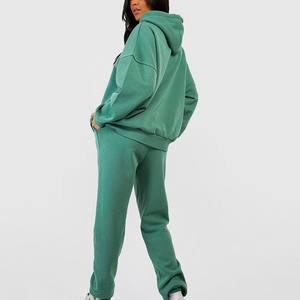 Conjunto de dos piezas de chándal informal con logotipo personalizado OEM, Sudadera con capucha en blanco y chándal de salón para mujer, conjunto de dos piezas para mujer, pantalones de chándal para correr - Product Image 2