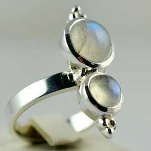 925 Sterling Silver Rainbow Moonstone <b>Statement</b> <b>Ring</b> Handmade Boho June Birthstone Jewelry 18K Perfect Gift for Her Birthday - Product Image 3