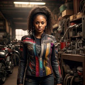 Chaquetas de motor de cuero Vintage de alta calidad para mujer, chaqueta de cuero ajustada con bolsillo en el pecho para mujer - Product Image 5