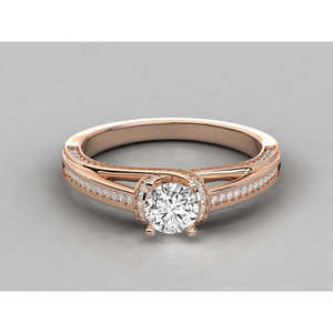 Bague pour femme en or 14 carats avec diamant solitaire rond de laboratoire, bagues en diamant brillant - Product Image 5