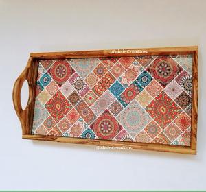 Bandeja de Servir de Madera con Diseño a Cuadros Moderno para Chocolates y Postres, Ideal para Ramadán, Eid y Fiestas en Casa - Product Image 2