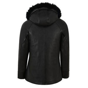Mesdames Nouvelle veste en cuir au genou avec capuche détachable en fausse fourrure Doublure matelassée et respirante en nylon pour la saison d'hiver - Product Image 6