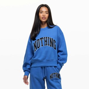 Sudadera Varsity Blue de gran tamaño de alta calidad para hombres y mujeres con ajuste relajado y tela cómoda - Product Image 3