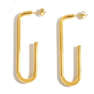 Fancy Wedding Drop Hanging Heavy Simple Latest Beautiful Gold Plated Korean Bridal Metal Stick Long Earrings For Girls Women