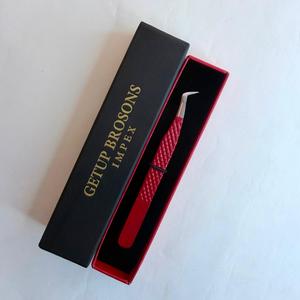 Pince à épiler professionnelle en acier inoxydable avec logo personnalisé, pointe lisse, texture volume, anti-statique, prise fine, 10 mm - Product Image 6