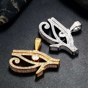 Collar con colgante de moissanita de Ojo de Horus de Plata de Ley 925, amuleto de protección helado, joyería para hombres y mujeres - Product Image 1