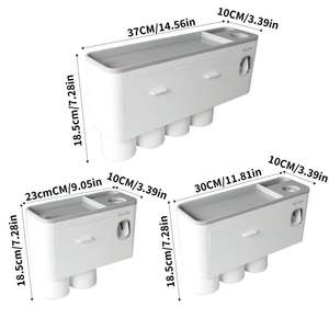 Suporte de Escova de Dente de Parede para 2-4 Copos, Dispensador de Creme Dental Integrado e Bandeja de Armazenamento, Organizador de Acessórios para Banheiro Tudo-em-Um - Product Image 6