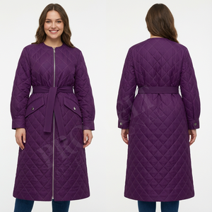 Abrigo Acolchado Largo y Holgado de Invierno 2026, Estilo Nuevo, con Cinturón, Cierre Frontal, Cálido, Casual, Elegante, Estilo Puffer para Mujer - Product Image 4