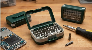 Jeu de 31 embouts de tournevis en acier S2 avec embouts standard, étui en plastique vert/gris, OEM, multi-usages pour la maison et le bricolage - Product Image 2