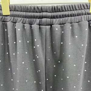 Ensemble de survêtement en coton avec strass sur toute la surface, sweat-shirt et pantalon de survêtement, streetwear décontracté de luxe pour hommes et femmes - Product Image 6