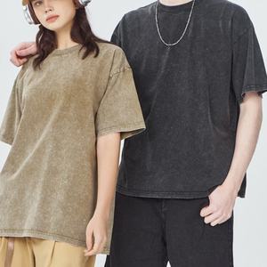 เสื้อยืดผ้าซักกรดสำหรับผู้ชายเสื้อยืดโอเวอร์ไซส์สำหรับผู้ชายผ้าคอตตอน100% พิมพ์โลโก้ตามสั่ง - Product Image 4