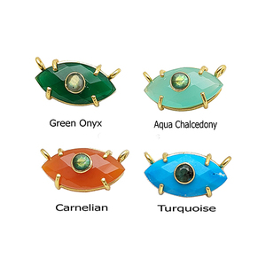 Trend Aqua Calcedonia Marquesa Collar con colgante de piedras preciosas facetadas Chapado en oro Colgante fino Encanto a granel para la fabricación de joyas - Product Image 3