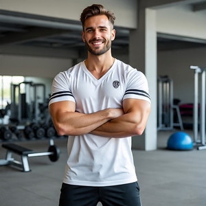 Gimnasio Fitness Wear Camiseta con cuello en V para hombre Entrenamiento Culturismo Camiseta para hombre 100% Algodón Poliéster Camiseta atlética para hombre - Product Image 5