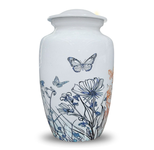 Urne funéraire artisanale haut de gamme pour cendres humaines adultes, élégante en aluminium, commémorative, écologique, faite à la main - Product Image 6