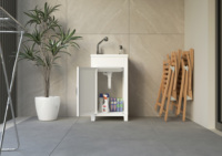 Vasques de salle de bain rectangulaires en PVC+PP moulées par injection à 100 %, style design moderne, haute qualité, avec drain complet
