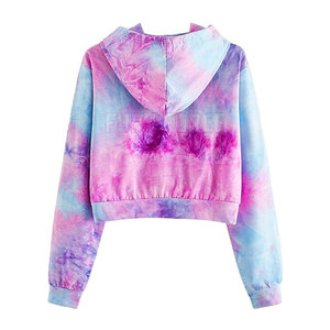 Diseño personalizado uso al aire libre mujeres Crop Top sudaderas con capucha de color sólido cómodo mujeres Crop Top sudaderas con capucha - Product Image 2