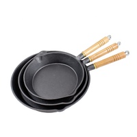 Ensemble d'ustensiles de cuisine professionnels robustes et pré-assaisonnés Poêle en fonte de qualité Chef de restaurant Ensemble de 3 pièces