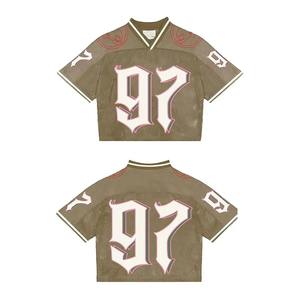 เสื้อครอปสำหรับผู้ชายเสื้อฟุตบอลเบสบอลเสื้อกีฬาผ้าตาข่ายพิมพ์ลายสกรีนเสื้อผ้าออกแบบได้ตามต้องการ - Product Image 6