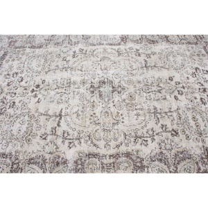 พรมตุรกีโบราณขนาดใหญ่ 5.9x8.9 ฟุต (180x271 ซม.) ลายดอกไม้สีขาว - Product Image 4