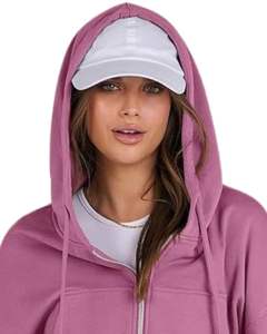 Sweat-shirt à capuche zippé court pour femme, mauve, manches longues, décontracté, streetwear, pour femme, mode, vêtements d'hiver, usage quotidien - Product Image 2