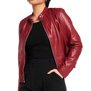 Nouvelles femmes veste en cuir PU col rabattu fermeture éclair poche courte moto dame noir mince décontracté veste à glissière - Product Image 4