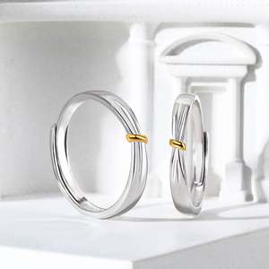 Jeulia Lover Knot Two-Tone Adjustable Sterling Silver <b>Couple</b> <b>Ring</b> - Product Image 6