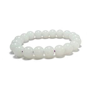 Crystal <b>bracelet</b> White Jade Round <b>Beads</b> <b>Bracelet</b> 8mm Stone Gemstone Fashion <b>Men</b> and Women Gift Energy - Product Image 1