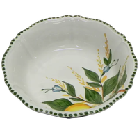 Fabriqué en italie, bol rond en céramique de haute qualité de 25CM / 8 pouces avec des citrons et des feuilles DESIGN fait à la main