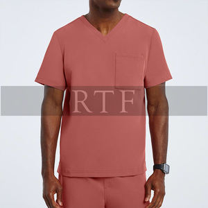 Haute qualité col en v infirmière costumes manches longues femmes/hommes uniformes hospitaliers bruts fins gommages médicaux pour les saisons d'automne - Product Image 5