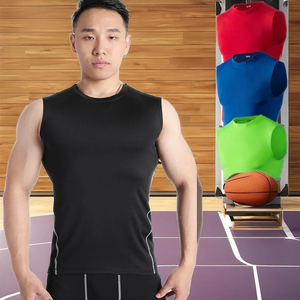 Men's Sleeveless Athletic Compression <b>Tank</b> <b>Top</b> – <b>Black</b> Workout Vest Bodybuilding Fitness 100% Polyester Fashion - Product Image 3