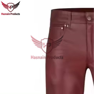 กางเกงหนังขายส่งผู้ชายระดับพรีเมียม: สไตล์รถจักรยานยนต์หนังวัว, การออกแบบ OEM, กางเกงหนังผู้ชายที่ทันสมัยและอ่อนนุ่มขายส่ง - Product Image 4