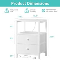 OEM Weißer Nachttisch mit Ladestation LED-Nachttisch mit 2 Schubladen Beistelltisch mit USB-Anschlüssen und Steckdosen für Schlafzimmer
