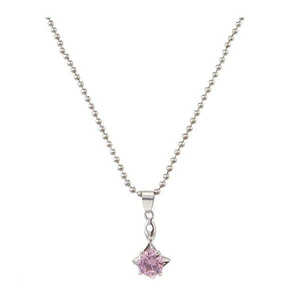 Collier Kriaa Fine Pendentif Ensemble 1200916 avec Pierre Autrichienne Rose et Chaîne Plaqué Rhodium - Product Image 1
